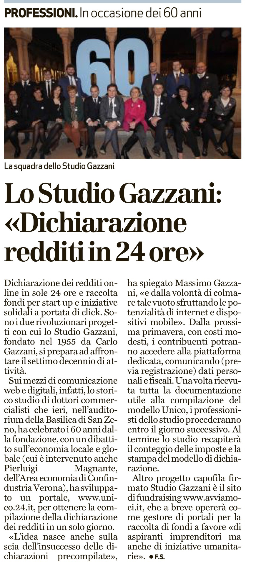 Lo Studio Gazzani celebra i suoi 60 anni di attività