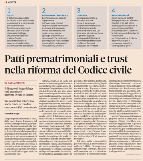 Trust & Accordi PreMatrimoniali entrano in Famiglia