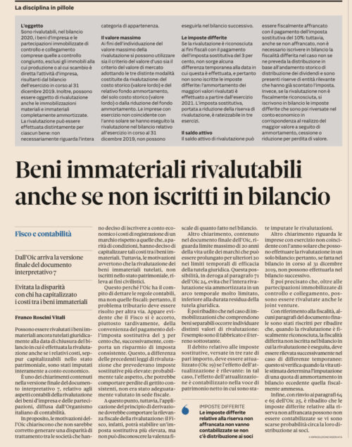 L’OIC e lo Studio Gazzani per la rivalutazione dei beni immateriali