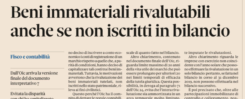 L’OIC e lo Studio Gazzani per la rivalutazione dei beni immateriali