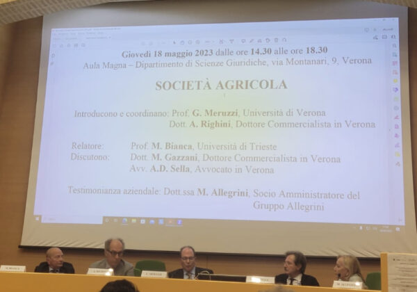 Studio Gazzani – Massimo Gazzani relatore al Convegno la “Società Agricola” all’Università di Verona
